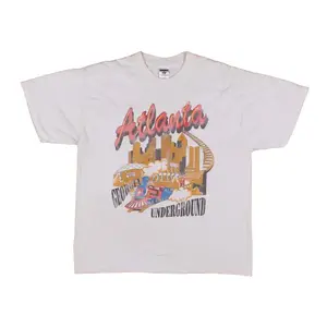 Vintage Jerzees Graphic T Shirt XL Atlanta Trains White Tee