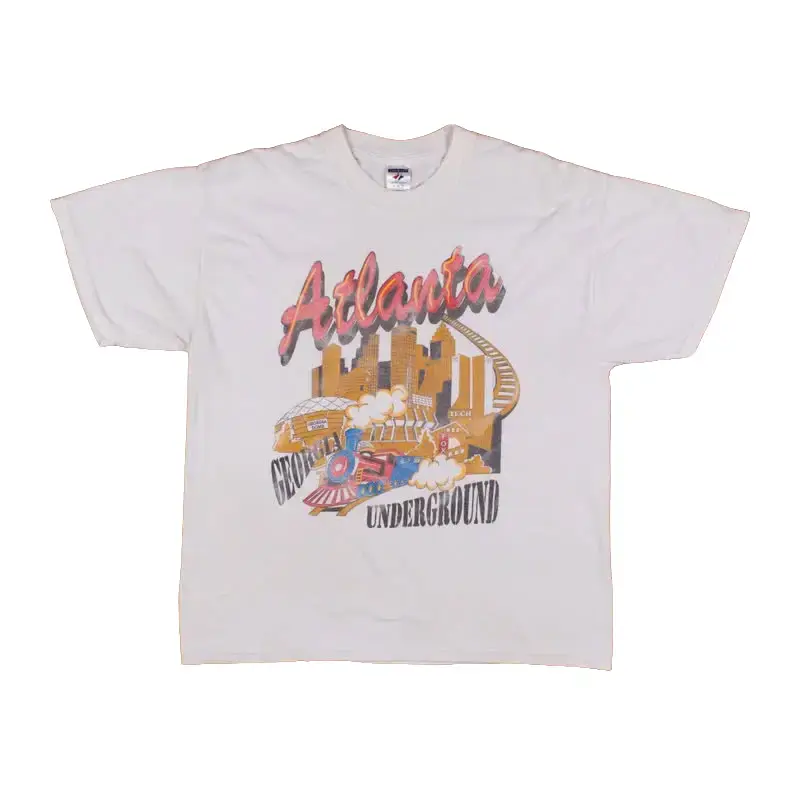 Vintage Jerzees Graphic T Shirt XL Atlanta Trains White Tee