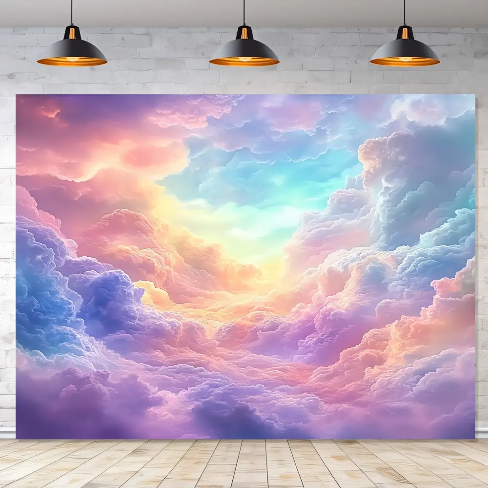 1pc Dreamy Clouds Novelty Print Polyester Fabric Tapestry - Vibrant Pastel Colors, No Electricity Needed, Multiple Sizes (99.06x149.86cm to 179.83x229.87cm), Indoor Home Supplies for Bedroom, Living Room Decor