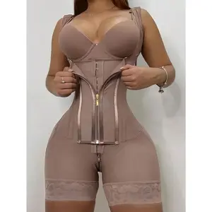 1pc Women Colombian Shapewear,Fajas Shapewear Bodysuit, Zipper Closure, Bust-Open, Tummy Control, Butt Lifting, Thigh Slimming Bodysuit Lingerie,High Compression Full Body Shaper Underwear,Suitable For Various Occasions Lace Womenswear