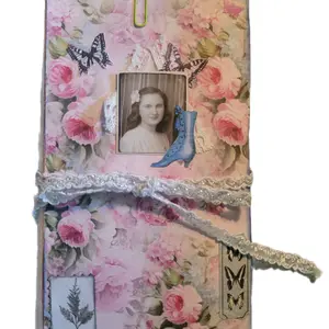 Rose junk journal folio handmade floral junk journal