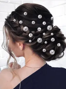 Faux Pearl Decorated Hair Fork, Elegant U-shaped Hair Pin for Wedding Bridal Party Formal Occasions, Fashion Hair Accessories for Women