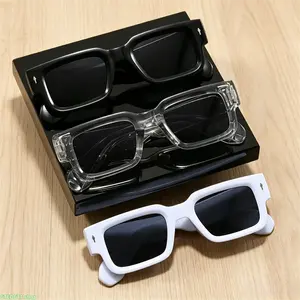 Unisex Stylish Square Sunglasses, Lightweight Durable Rectangular Shades, 3-Pack In, For Daily Casual Wear & Outdoor Activities