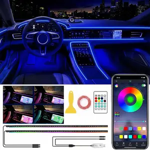Smart LED Interior Car Lights, USB Powered RGB Car Ambient Lighting with App Control & Music Sync, DIY Mode 110cm+110cm 2-in-1 Design, Multi-Color Decor for Cars Trucks，Gift for Men & Women