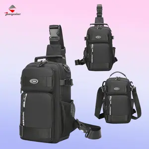 Jumahe Springtok Men's Casual Letters Print Zipper Chest Bag, Multi-Functional Outdoor Sports Sling Bag for Travel, Camping,Trekking