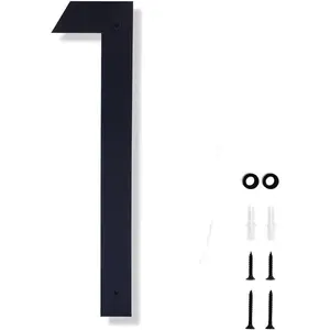 10 Inch House Numbers for Outside Modern Black House Number Large Metal Address Numbers for Outside Floating Door Numbers with  Kit for
