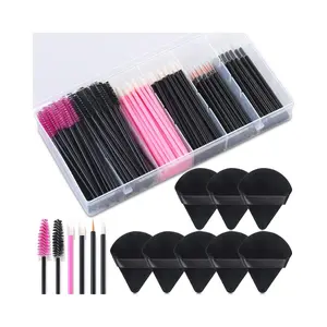 248 Pcs Disposable Makeup Applicators with Triangle Puffs, Mascara wands, Lip/Eyeliner Brushes Disposable Makeup Applicator Kit for Makeup Artist Supplies