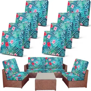 Summer Waterproof Patio Cushion Covers for Outdoor Patio Furniture & Indoor Sofa Cushions, 12/8/4Pcs, Elastic Pet-Friendly Sofa Cover Sofa Slipcover Couch Covers Anti-Slip Sofa Protector Sofa Seat Cover Replacement Sets for Spring Summer Patio Decor