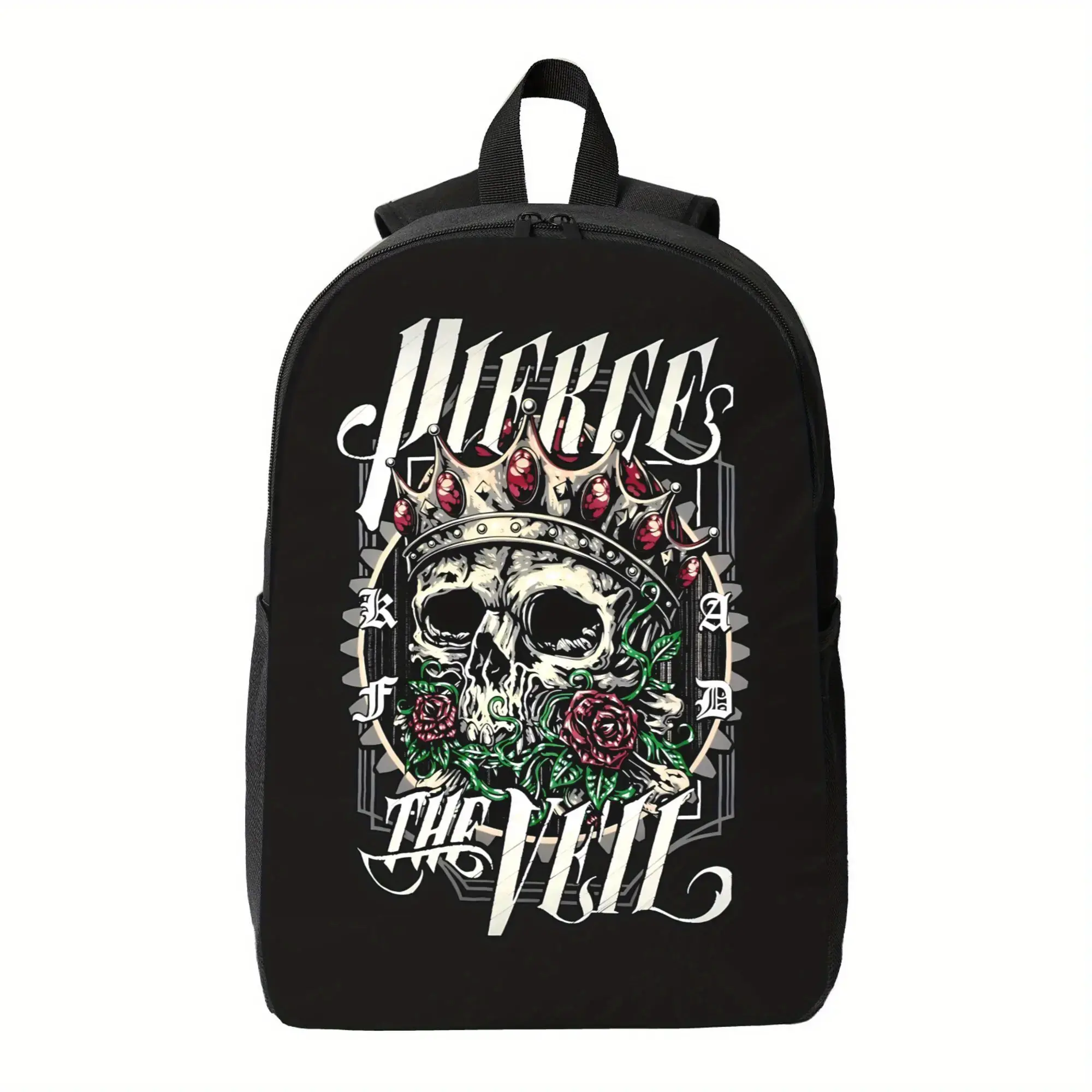 Pierce The Veil Band Graphic Backpack - Gothic Skull & Roses design, Heavy-Duty Zipper Closure School College Bookbag, Unisex Backpack for Metalheads, Concerts, Travel - Anime Manga Fan Bag, Durable Straps, for Teenager