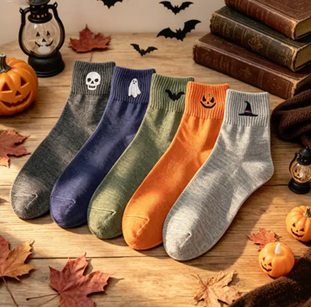 Women's Cartoon Pattern Knitted Socks, 5 Pairs Casual Fitted Mid-Calf Sock Set for Daily Wear, Thick Fabric, Ideal for Fall & Winter
