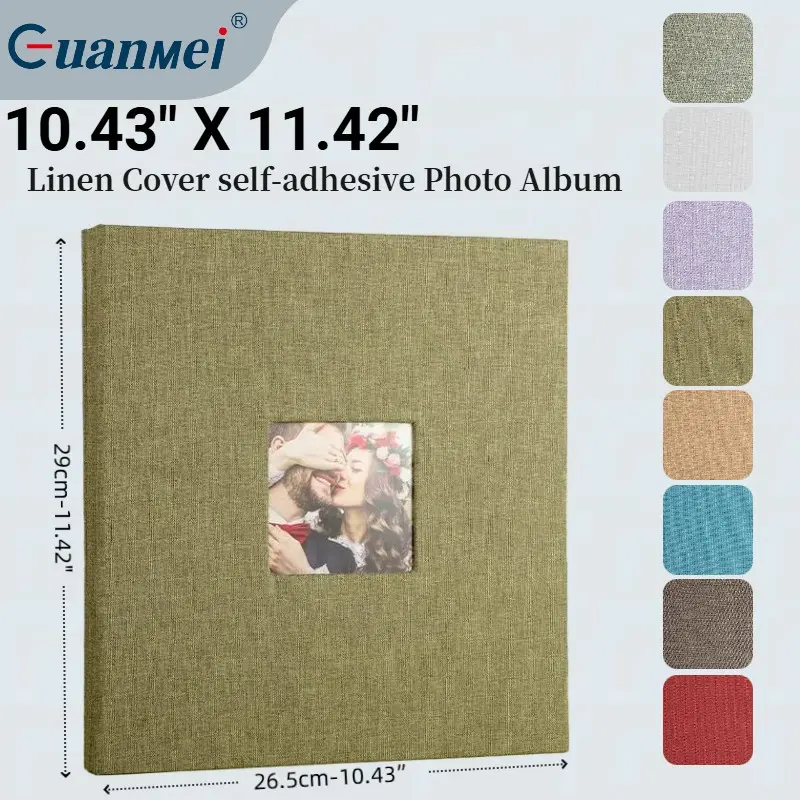 10 Inch Linen Cover Self Adhesive 40 Page Magnetic Scrapbooking Albums with Sticky Page Hold 3x5 4x6 5x7 6x8 8x10 Photos Album Multi Color DIY Memory Book for Christmas Wedding Birthday Baby Shower Gifts