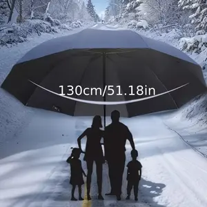 130cm large umbrella, oversized folding umbrella, 51.18 inches, windproof umbrella, suitable for the whole family, business, multi-person umbrella, suitable for both rainy and sunny weather, suitable for both men and women, extra-large umbrella