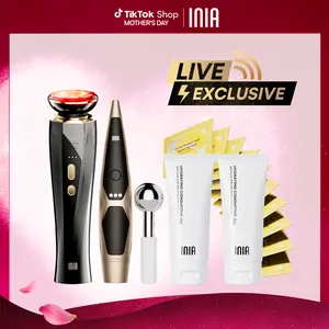 【LIVE EXCLUSIVE】INIA FLARE & LUMIN Facial & Eye Skincare Bundle – 3-in-1 Face + 4-in-1 Eye Beauty Devices for Lifting, Tightening, Reducing Puffiness & Fine Lines,Buy 1 Get 15