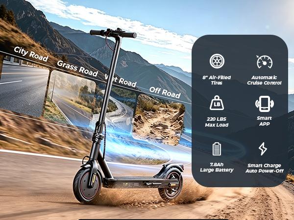 Hopcycle Watt Electric Scooter - Electric Scooter Adults/Big kid, 500W/350W Motor, 21 MPH Top Speed, 8.5'' Tires, 21 Miles, Long Range Electric Scooter for Adults and Teens