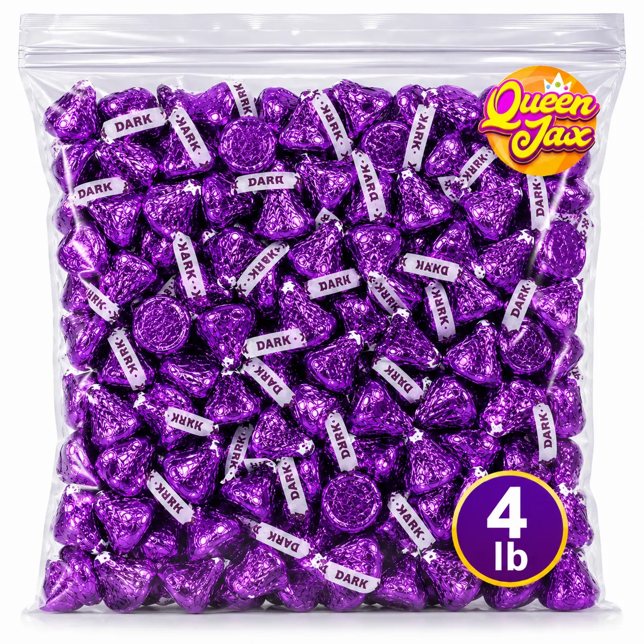 Dark Chocolate Kisses 4LB Bulk -Individually Wrapped Kisses-Purple Kisses
