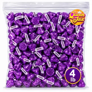 Dark Chocolate Kisses 4LB Bulk -Individually Wrapped Kisses-Purple Kisses