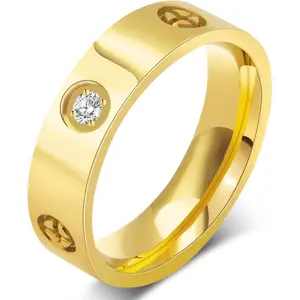 18K Gold Plated or Silver Love Rings: Screw - Design Inlay Friendship, Wedding & Promise Bands - Ideal for Women, Sizes 6 - 10 (Perfect Mother's Day & Birthday Gifts)