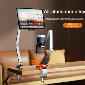 Aluminum Alloy Tablet Stand, Portable Display Holder, Phone Stand, Laptop Rotatable Clamp, Adjustable Rotation, Compatible with Tablets