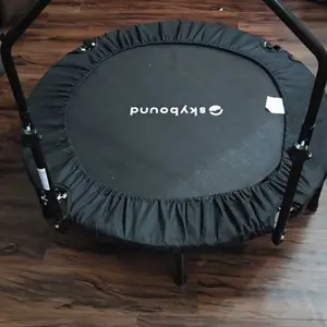 SkyBound 600 LBS Tested Foldable Mini Trampoline, 40'' Fitness Rebounder with Springs/Bungees, Adjustable U-Bar Handle, Stable Quiet Indoor/Outdoor Exercise Equipment