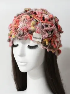 Women's Handmade Crochet Knit Hat, Lightweight Beanie, Hollow Out Gradient Design, Vintage Fashion Bohemian Style, All Seasons Wearable, Knitted Hat