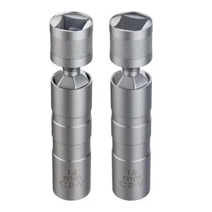 Magnetic Spark Plug Socket, 3/8-Inch Drive 12-Point Standard Socket, Spark Plug Socket Removal Tool, Swivel Socket Set, Swivels 360 Degrees for Maximum Flexibility