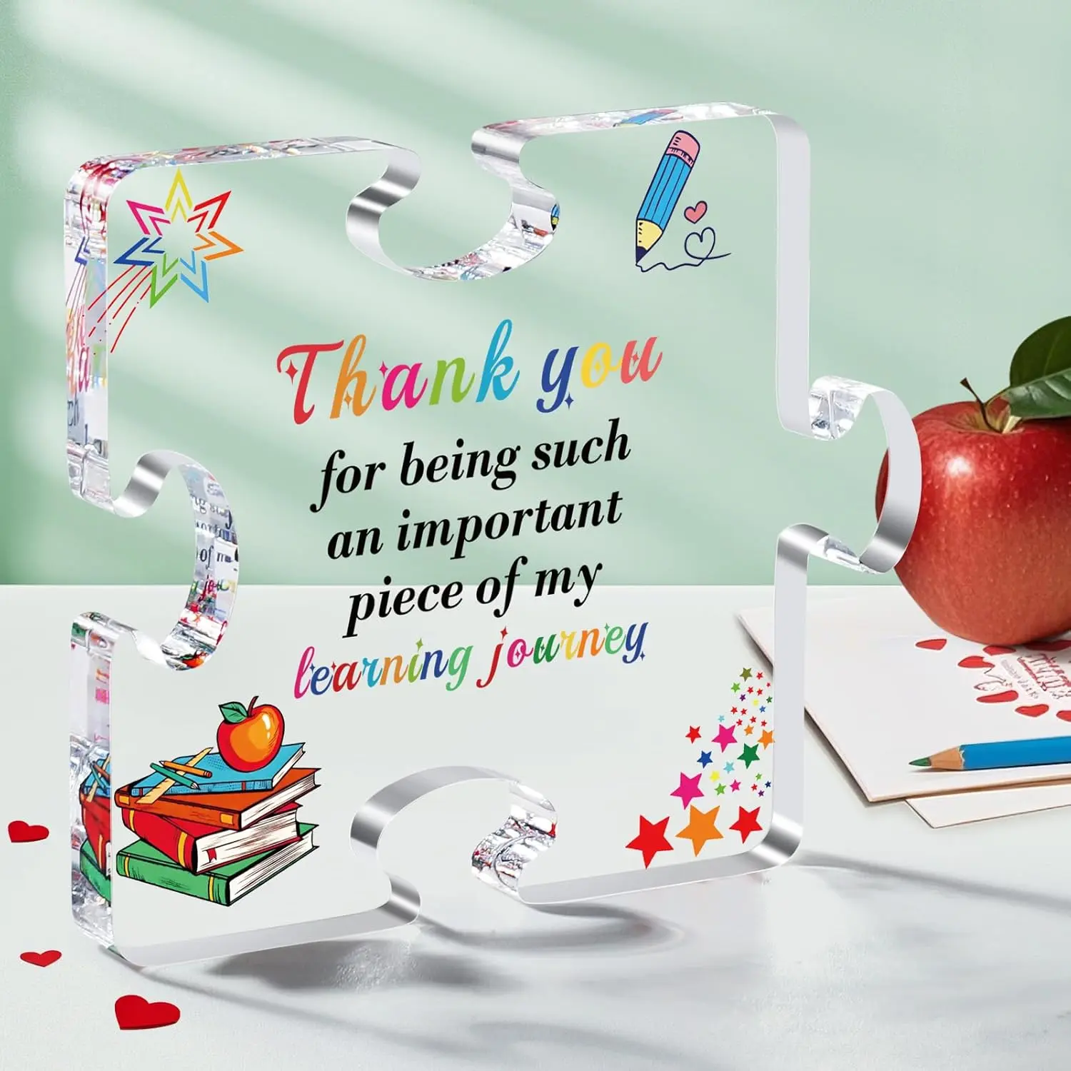 Acrylic Puzzle Shaped Ornament, Creative Engraved Acrylic Block, Novelty Desk Decor, Desktop Decoration for Home Office School, Gift for Him, Boyfriend Birthday Gift Ideas