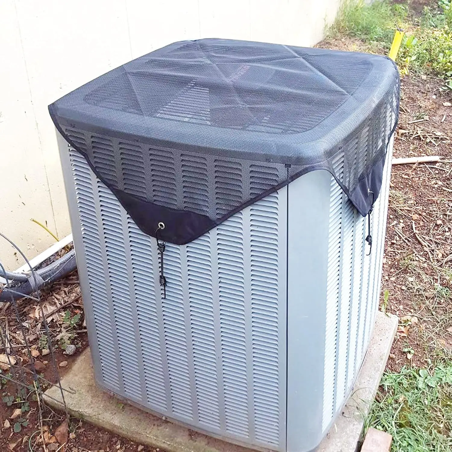 28" x 28" Outdoor AC Condenser Top Mesh Cover, Breathable Polyester Leaf & Debris Guard Protector with adjustable buckle strap, Secure‑Fit all‑season use Air Conditioner Unit Cover for Home Backyard Outdoor Use