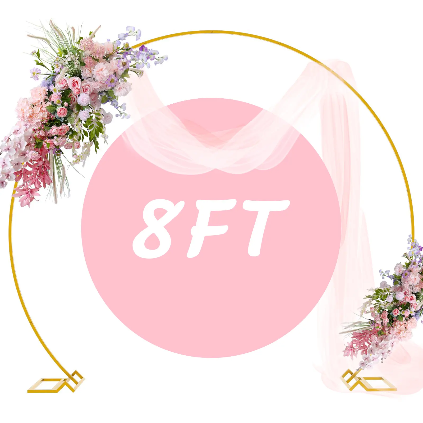 1Set Wedding Balloon Arch Stand And Sign Holder - Round Backdrop Stand, Sturdy Metal Event Decoration Frame - Quick Setup And Easy-To-Use And Durable Party Decorations, Ideal for Wedding, Birthday, Party Decor
