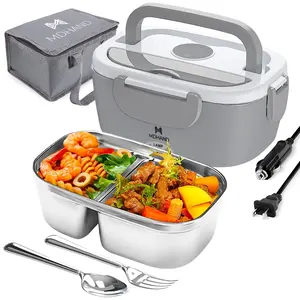 MDHAND Electric Lunch Box Food Heater, Faster Heated Lunch Box Food Warmer 110V/12V/24V Self Heating Lunch Box for Work/Car/Outdoors,Portable Heated with Lunch Bag#fathersdaygift