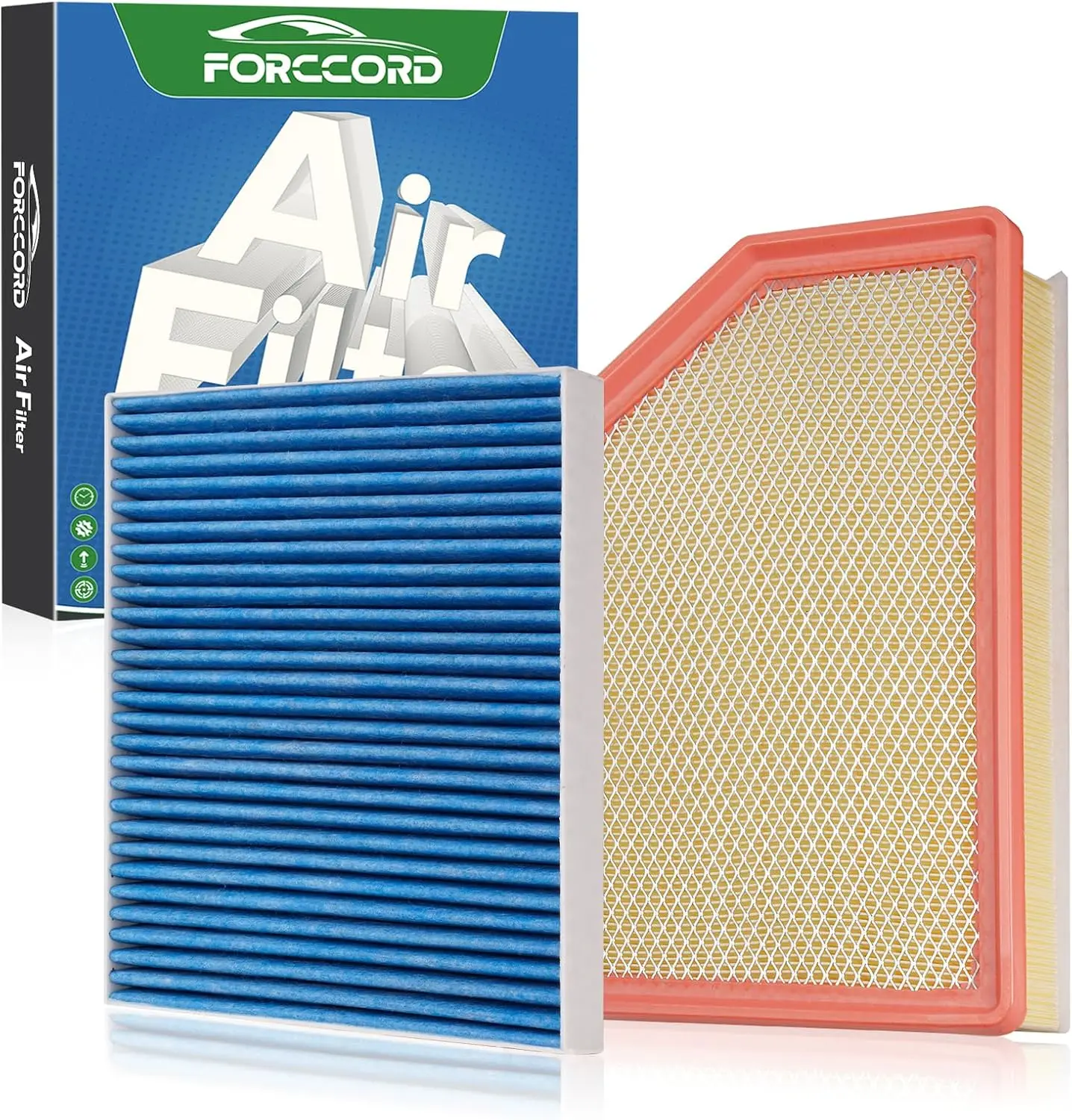 FORCCORD Chevrolet Silverado 2500HD 3500HD Cabin Air Filter & Engine Air Filter Replacement Kit 2020-2026 6.6L Diesel, Fits GMC Sierra HD, CF11966 84554703