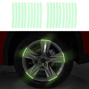 20 count Car Wheel Hub Reflective Sticker, Reflective Wheel Rim Stripe Decal Sticker, Reflective Wheel Rim Stripe Decal Sticker, Night Reflective Safety Decoration Strip for Cars, Trucks, Motorcycle (Luminous)