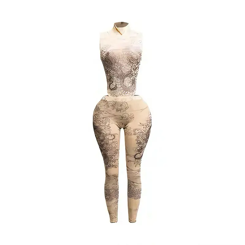 Sheer Perfection Mesh Bodysuit & Leggings Set - Comfortable Womenswear for All Occasions - Clothes, Top, Pants