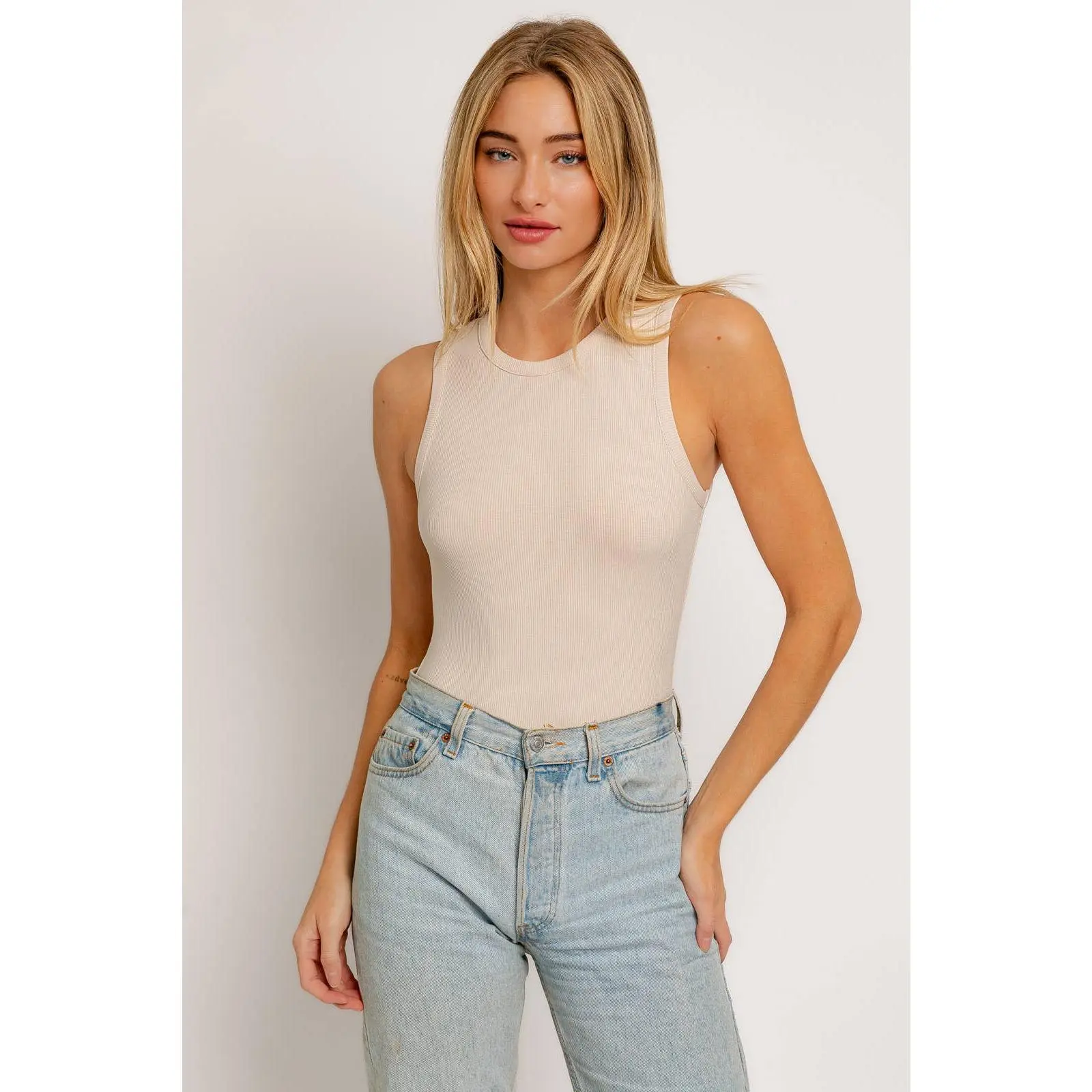 Cream Sleeveless Bodysuit