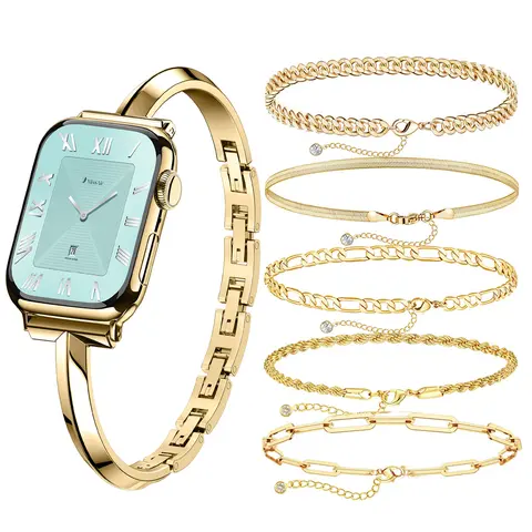 MISSAIR 316L Stainless Steel Band & Bracelet Set for Women, Elegant Jewelry-Style Watch Strap Set Compatible with Apple Watch Series 1–12, SE & Ultra, 38mm–49mm