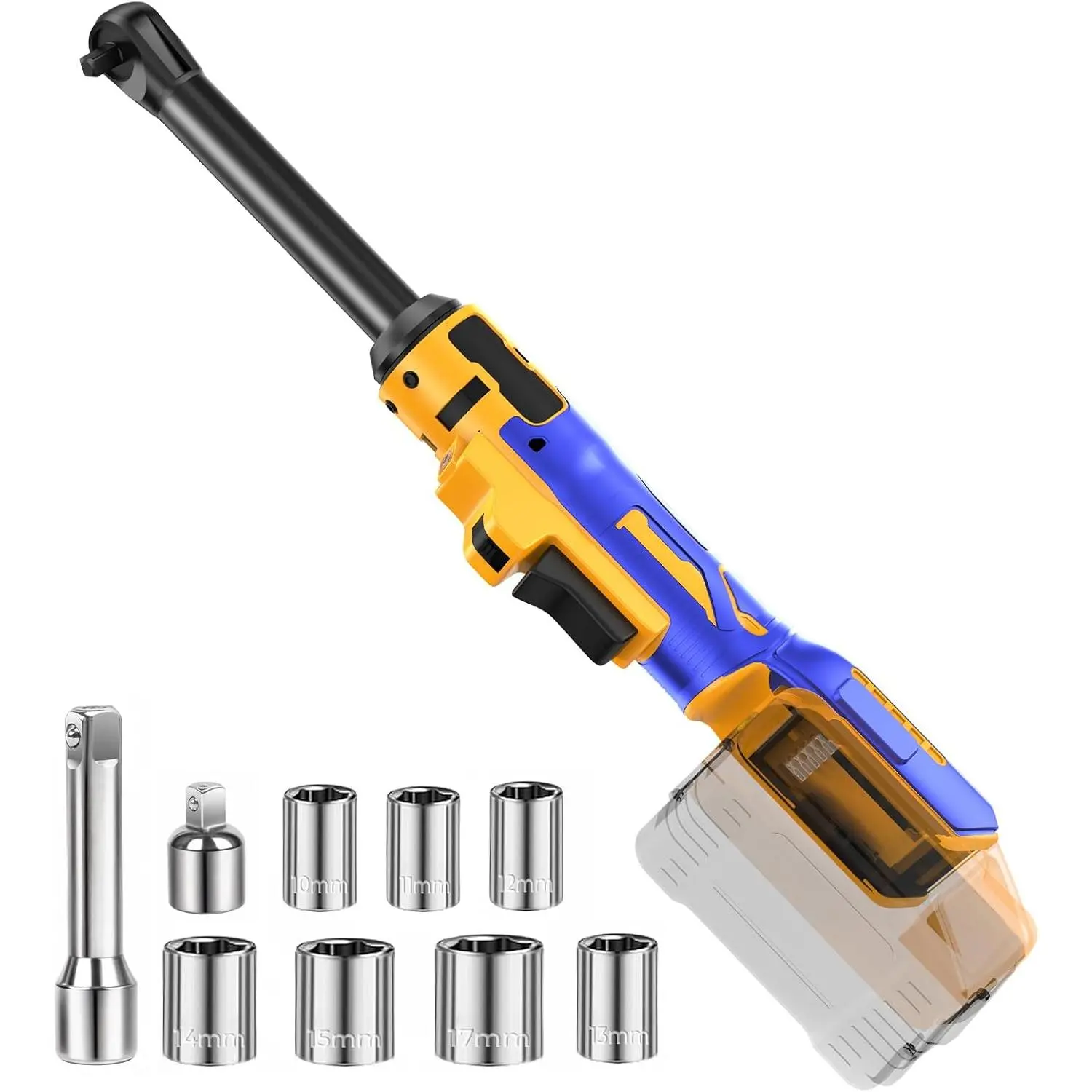 3/ 8inch Cordless Ratchet Wrench Compatible with DeWalt 20V MAX Battery (Battery Not Included) 6inch Extended Ratchet Wrench, 60Ft-lbs Cordless Ratchet with Variable Speed