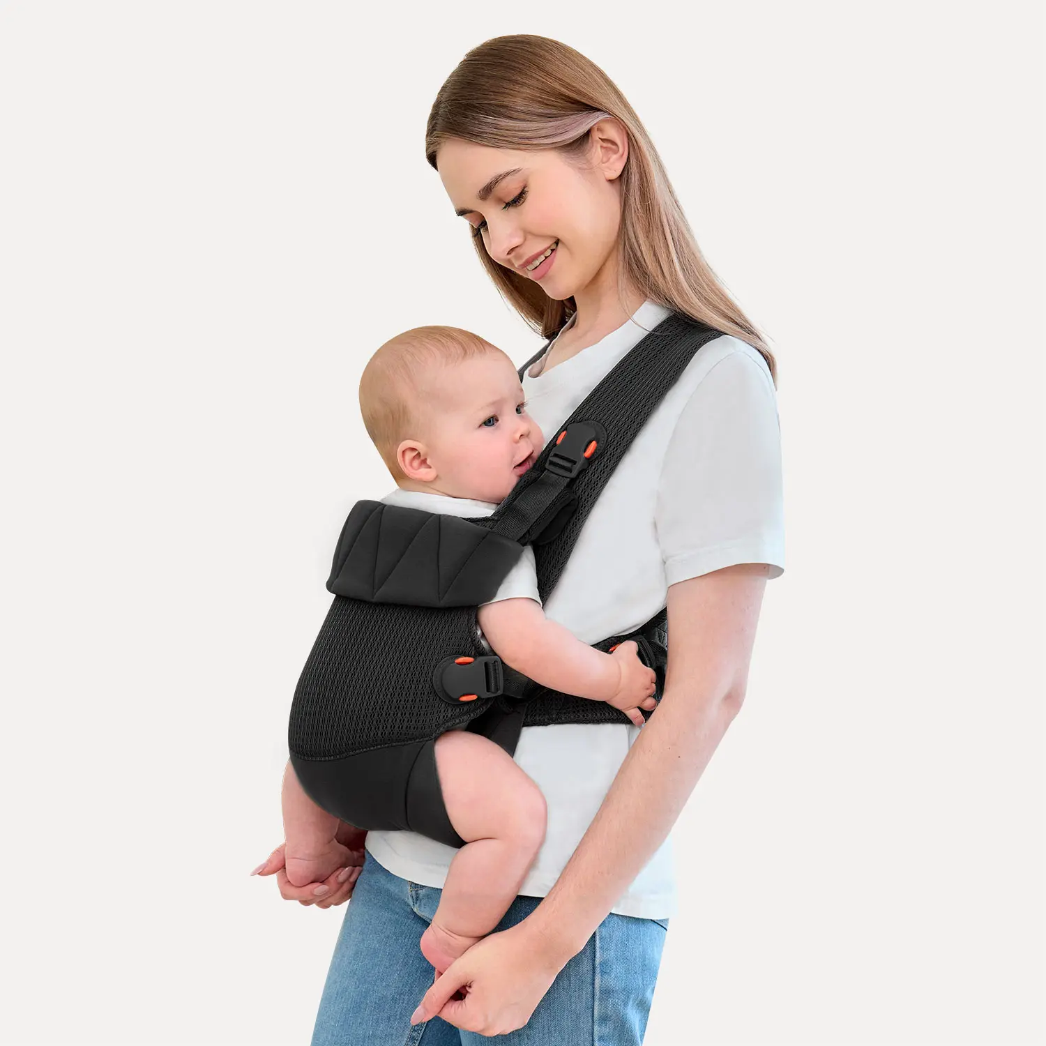 Baby Carrier for Newborn to Toddler, Ergonomic 4-in-1 Infant Carrier with Extra-Wide Shoulder Support, Breathable Baby Wearing Carrier