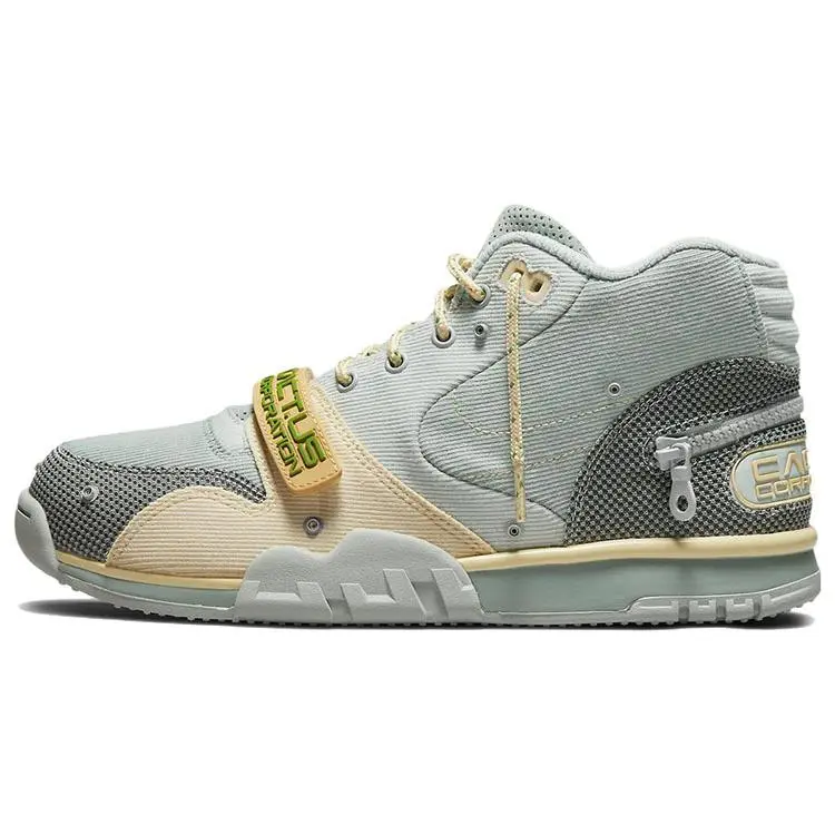 Nike X Travis Scott Air Trainer 1 Sp Grey Haze Olive Aura Canvas' Retro Durable Non-slip Mid Top Unisex Blue DR7515-001