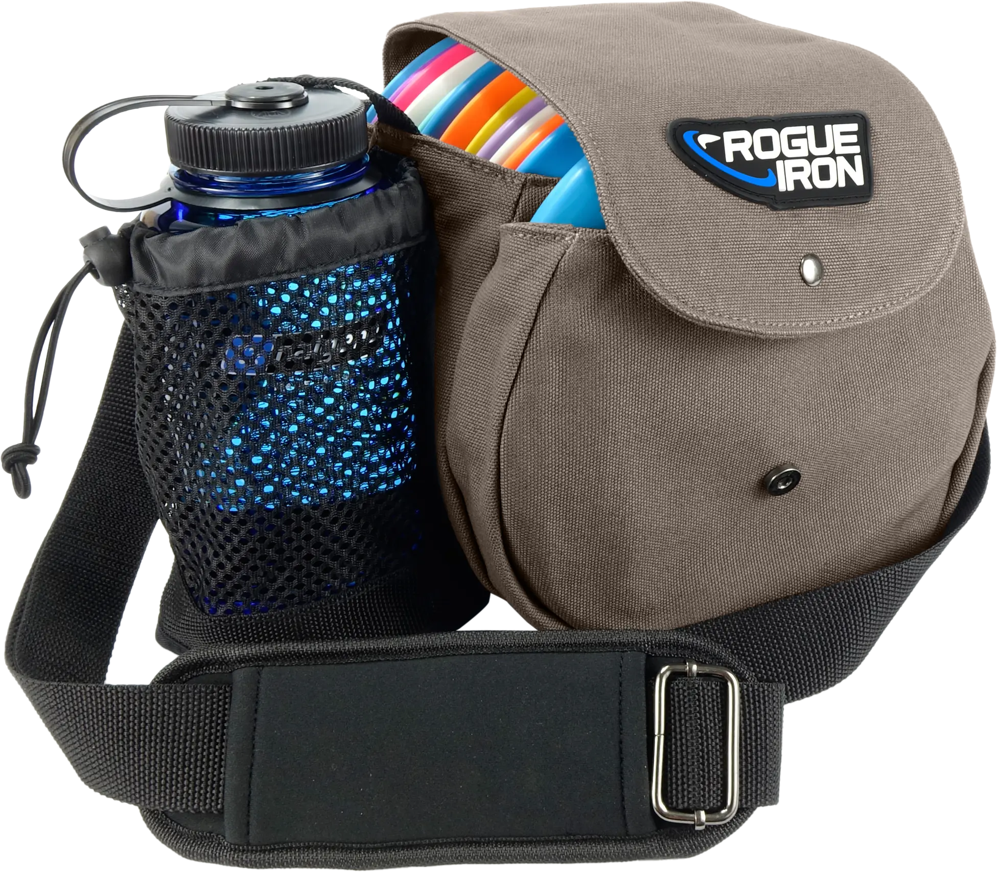 Rogue Iron Disc Golf Sling Bag with Water Bottle & Pocket, Versatile Design for Disc Golf Enthusiasts