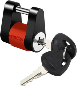 Trailer Coupler Lock, 1/4" Dia with 3/4" Span Heavy Duty Steel Tongue Lock, Includes Anti-Rattle Ring for Secure Towing of RVs, Boats & Trucks
