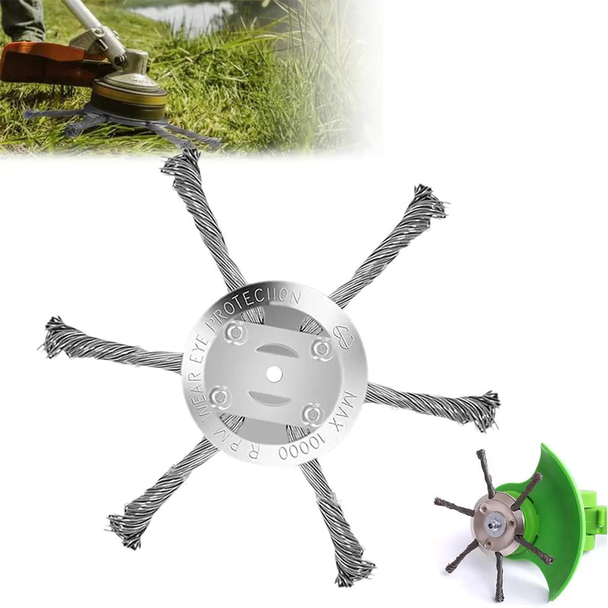 String Trimmer Replacement Head, Steel Wire Weed Brush Cutter Trimmer Head Electric Weed Blades Head Wired Trimmer Head Replacement Weed Wackers Attac