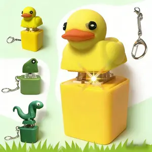 【Buy 1 Get 1 Free】 2PCS Cute Lizard & Frog & Duck Croaking Fidget Toy,Lizard Keychain Sound Adults Keyboard Clicker Frog Fidget Toys-Fun Rechargeable Keychain with Colorful Lights, Stress Reliever for Anxiety & Sensory Fun