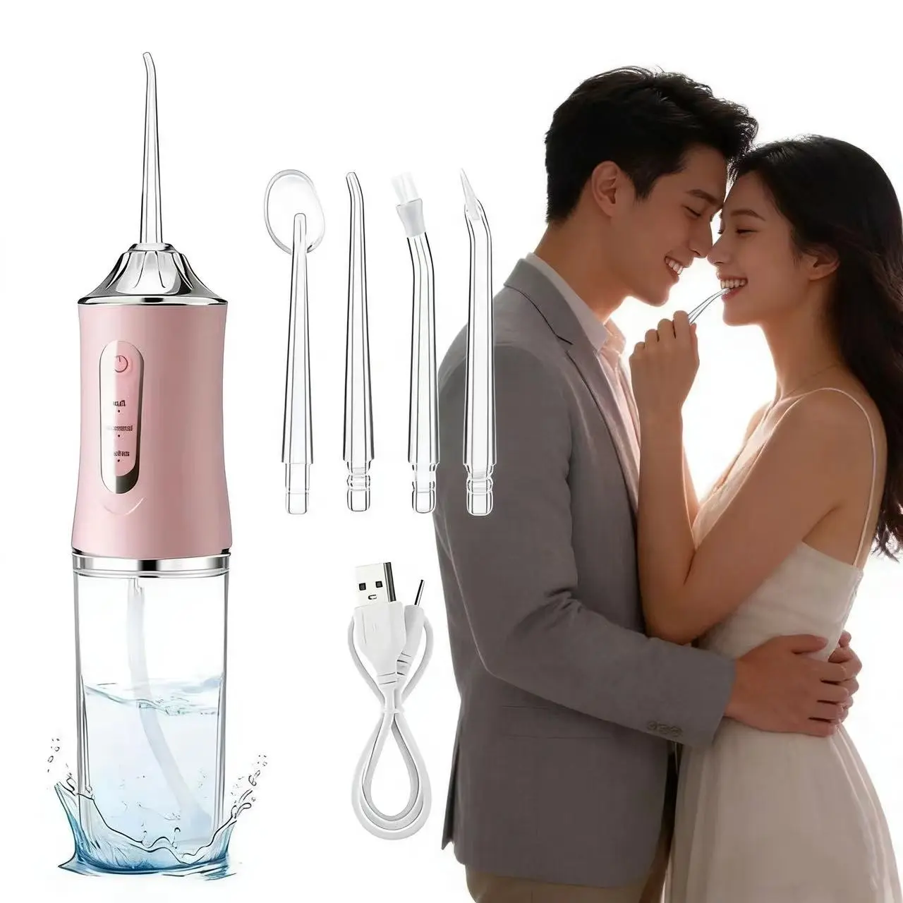 Portable Smart Electric Oral Irrigator, Water Flosser with 4 Sprays and 3 Modes, Rechargeable Dental Water Spray, Teeth Cleaner