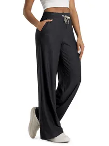 ODODOS Women's Essential Wide Leg Pants - Ultra Soft odSTRATUM Tech Drawstring Relaxed Casual Pants with Pockets, 29" Inseam