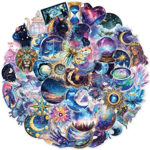 50pcs High Beauty Punk Star Map Series Mixed Graffiti Transparent PET Material Series Graffiti Stickers Suitable for Luggage, Phone Cases, Laptops, Helmets, Skateboards Waterproof Decoration DIY Creative Stickers