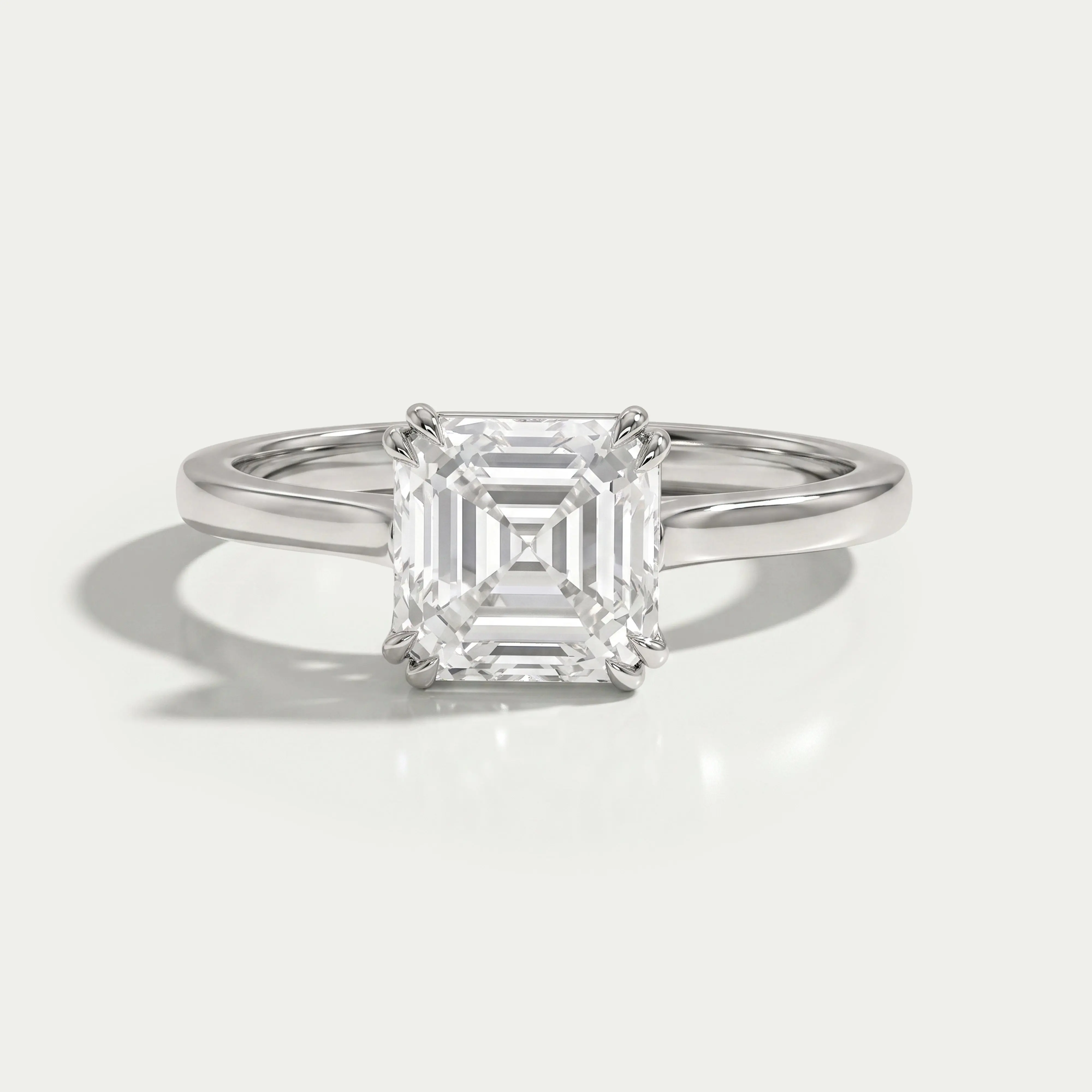 Asscher Cut Solitaire Diamond Engagement Ring