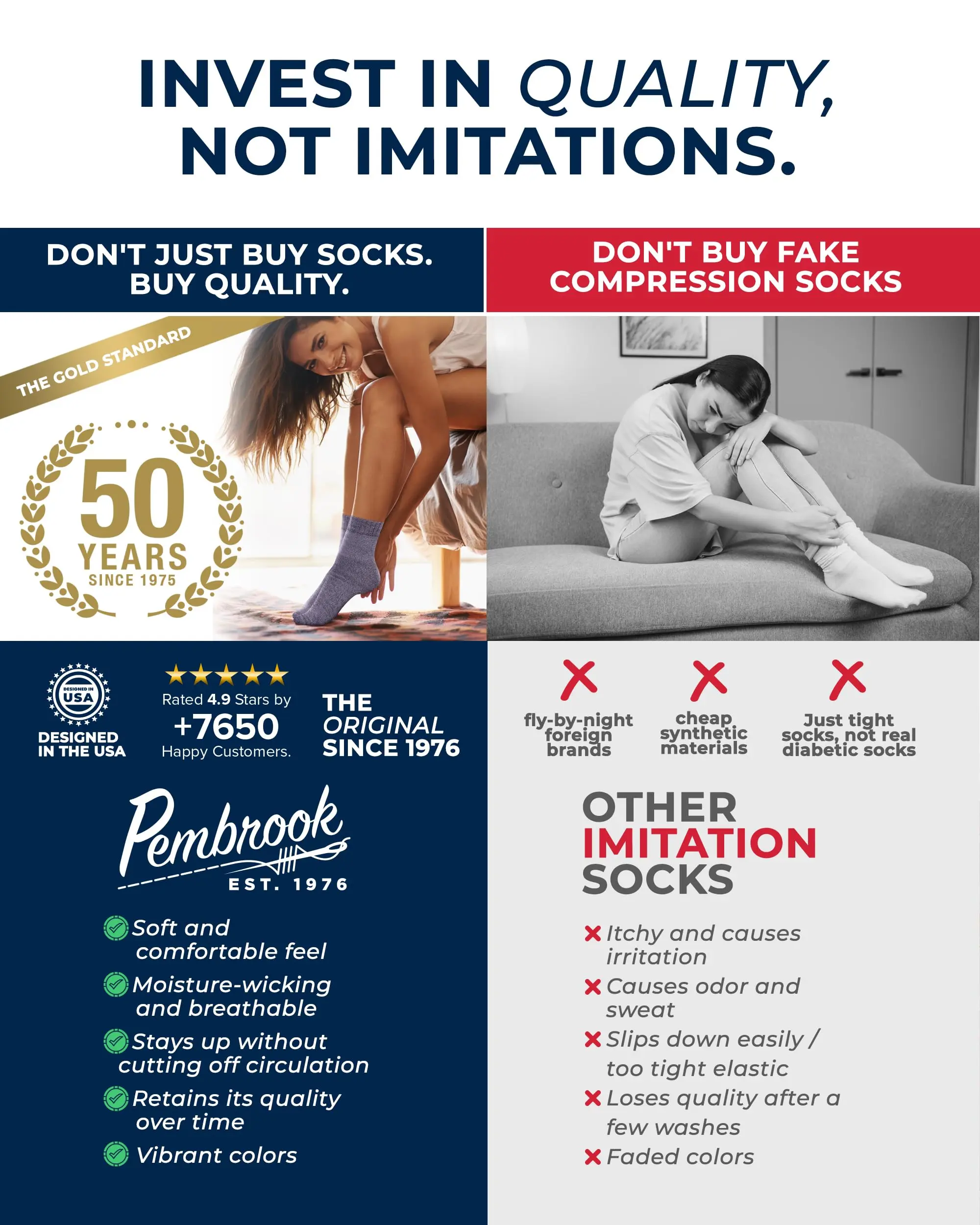 Pembrook Bamboo Viscose Socks for Diabetics, Men & Women - 6 Pairs Ankle Socks for Neuropathy, Swollen Feet, Edema, Wide Calf Pembrook Bamboo Viscose Socks for Diabetics, Men & Women - 6 Pairs Ankle Socks for Neuropathy, Swollen Feet, Edema, Wide Calf