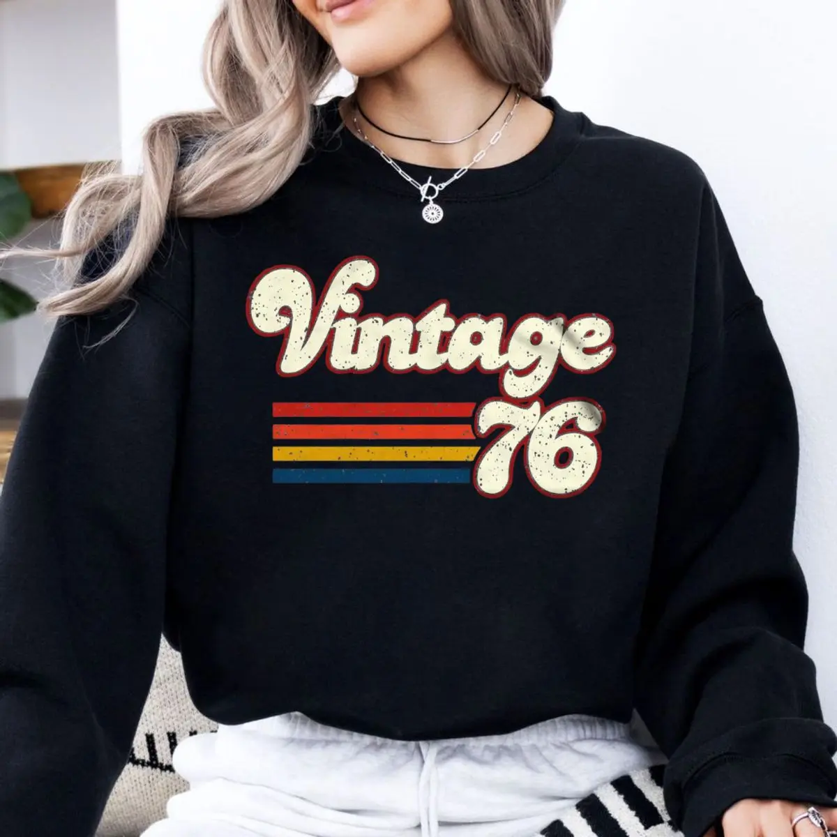 1976 Vintage Birthday Gift Tee, Retro Style Hoodie, 50th Birthday Gifts For Men Women, Vintage 1976 T Shirt, Birthday Sweatshirt, Unisex Long Sleeve Crewneck Tee, Classic Streetwear