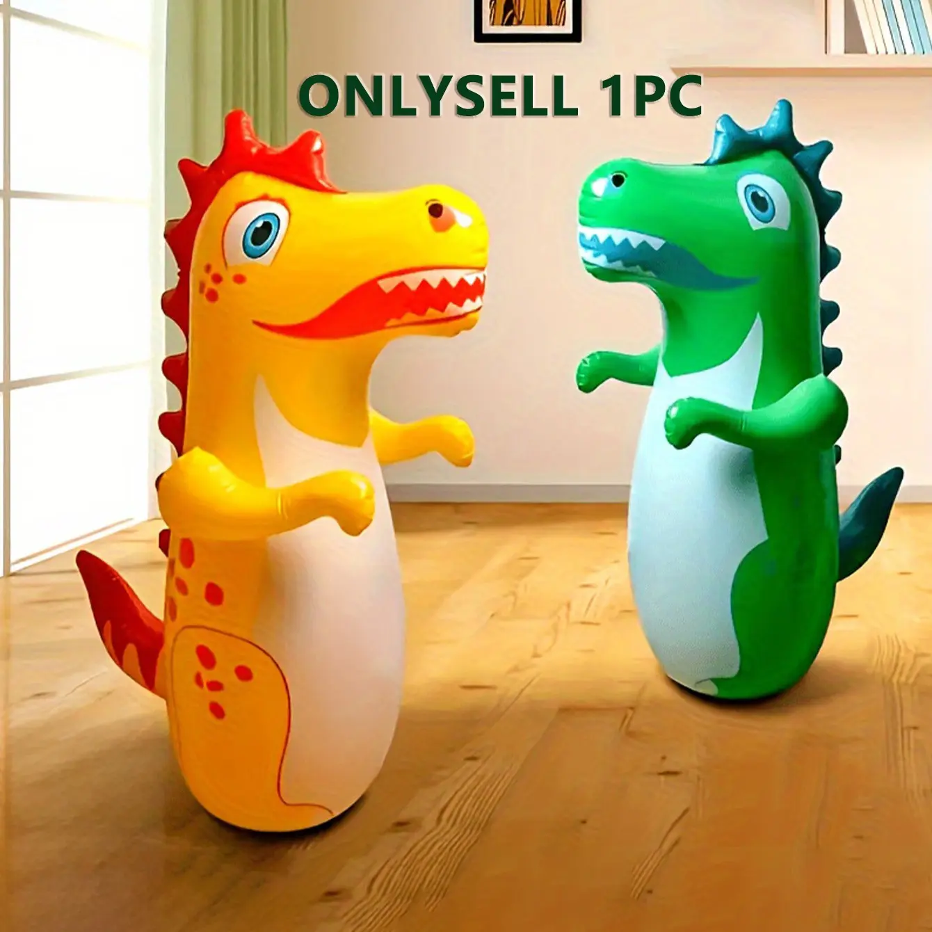 Colorful Vibrant Dinosaur Punching Bag, Vertical Wobble Ball, Durable PVC Material, Ideal for Indoor Sports & Entertainment, Family Activity, Interactive Play, Bouncing Action, Game Room, Playroom Use