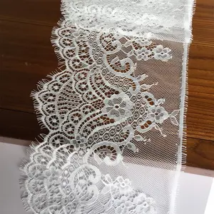 Eyelash Lace Fabric with Floral Pattern 7 Inches Wide Lace Trim Ribbon 120 Inches for Sewing Decorating Floral Designing and Crafts White