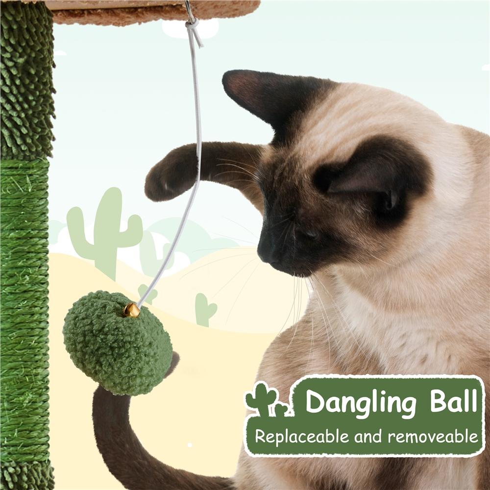 Yaheetech 59.5in Cat Tower,Cute Perch, Cozy Condo, Convenient Climbing Ladders, Moppy Fabric-Covered Cat House for Indoor Cats